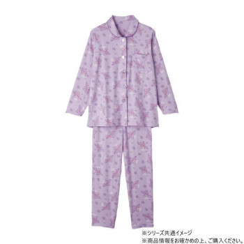 ケアファッション 大きめボタンのびのびストレッチパジャマ (婦人) パープル LL 80045113