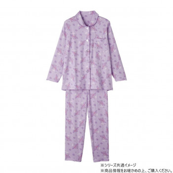 ケアファッション 大きめボタンのびのびストレッチパジャマ (婦人) パープル 4L 80045116