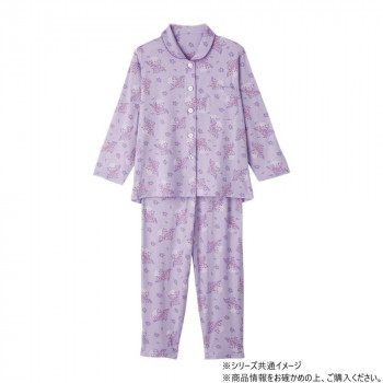 ケアファッション 大きめボタンプチサイズのびのびストレッチパジャマ (婦人) パープル L 80045212
