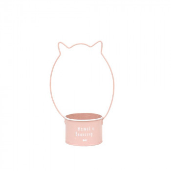 大橋新治商店 ねこかん ブリキポット ねこみみ 持ち手付き さば缶サイズ ピンク 30-3606