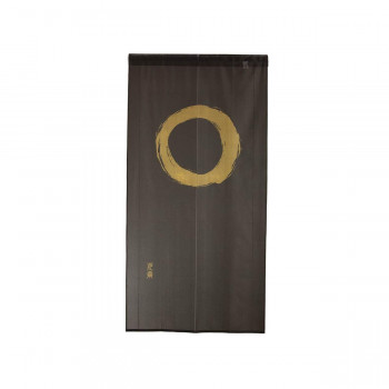 縁起レースのれん円相 85×150cm ブラウン 1116-15