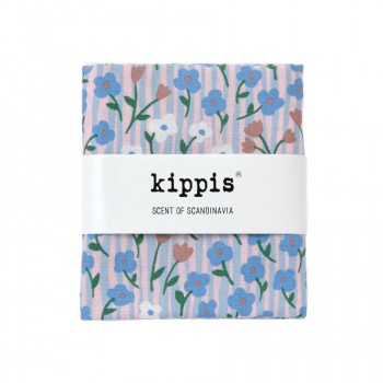 kippis キッピス シーチング生地 50cm着分 Kukamaa/花園 ブルー×ピンク KPSK-101