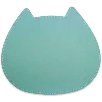 ミャウシェリ マウスパッド ねこ 姫路レザー ティーポ ターコイズ M-1007