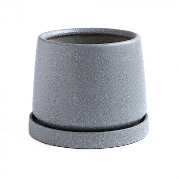 陶里 室内用鉢 皿付鉢 フラン グレー CF02-14GR