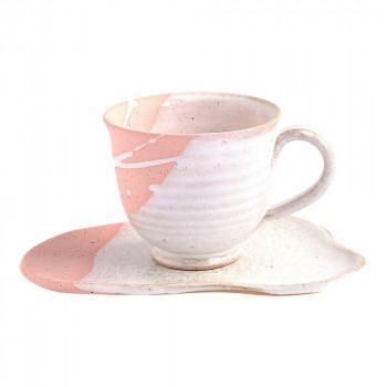 陶里 信楽焼 コーヒー碗皿 潮騒(ピンク)コーヒー碗皿 W507-08