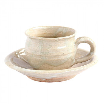 陶里 信楽焼 コーヒー碗皿 黄味流しコーヒー碗皿 W508-05