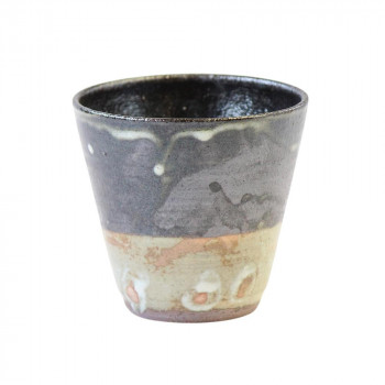 陶里 信楽焼 焼酎カップ 灰黒焼酎カップ W416-11