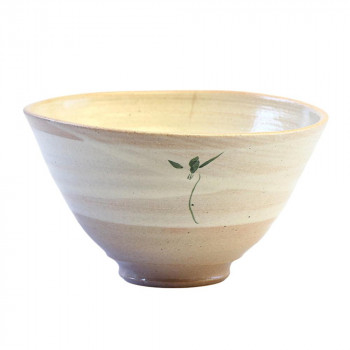 陶里 信楽焼 飯碗 花紋(緑)飯碗 W909-03