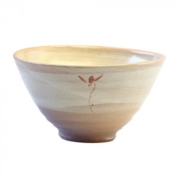 陶里 信楽焼 飯碗 花紋(赤)飯碗 W909-04