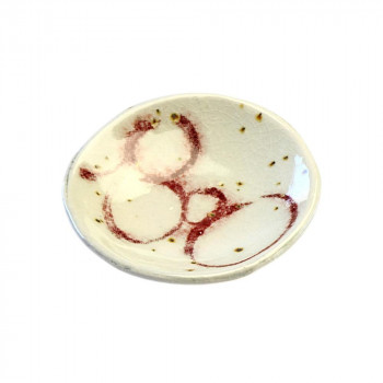 陶里 信楽焼 皿 赤丸紋豆皿 W921-07