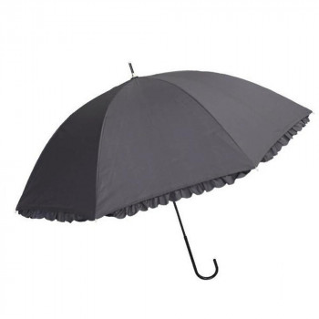 アテイン 傘 晴雨兼用手開き ヒートカットフリル55cm　チャコール 6722
