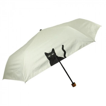 アテイン 傘 晴雨兼用ミニ ねこシルエット55cm　オフ白 6713