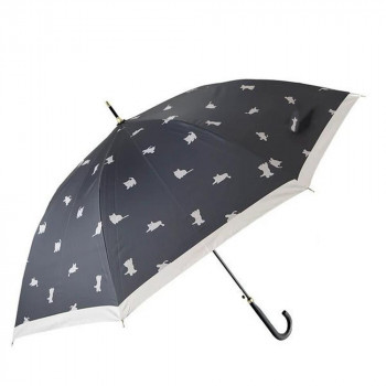アテイン 傘 晴雨兼用ジャンプ round cat pattern　チャコール 6785