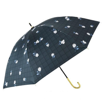 アテイン 傘 晴雨兼用手開き グリッドフラワー　ブラック 6778
