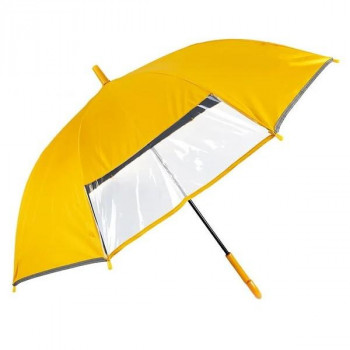 アテイン 傘 学童・晴雨兼用 1駒透明窓付き+反射テープ55cm　黄 6805
