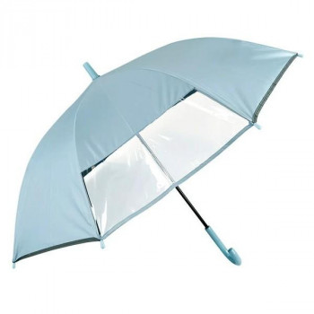 アテイン 傘 学童・晴雨兼用 1駒透明窓付き+反射テープ55cm　サックス 6805