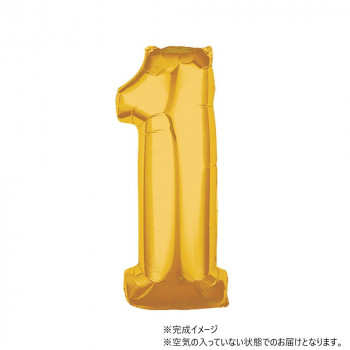 AG 26インチ バルーンレター　ゴールド　数字1　ANG36553 風船 バルーン