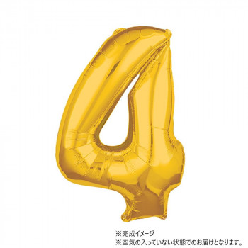 AG 26インチ バルーンレター　ゴールド　数字4　ANG36557 風船 バルーン