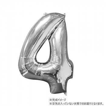AG 26インチ バルーンレター　シルバー　数字4　ANG31958 風船 バルーン