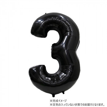 34インチレターバルーン　ブラック　数字（　3　）BLT00823 風船 バルーン