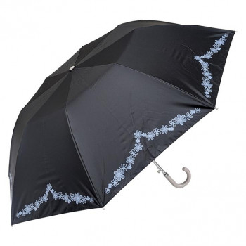 ローズ産業 折り畳み傘 RIC晴雨兼用55cm JP花レース柄 BK ブラック 61552301