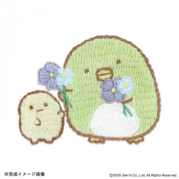 オリムパス はってはじめる刺しゅうキット すみっコぐらし ぺんぎん?・たぴおか(ざっそうとようせいのお花畑) Z-12