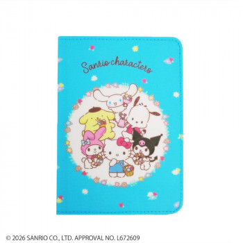 サンリオキャラクターズ パスポートカバー パステルフラワー ブルー