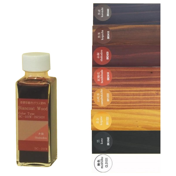 ビアンコジャパン ガラス塗料　ビアンコートW 100ml ガラス容器入り（艶なし）　BC-101・W-BK1040・黒