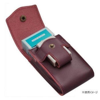 レザータバコケース(日本製)　ワインレッド